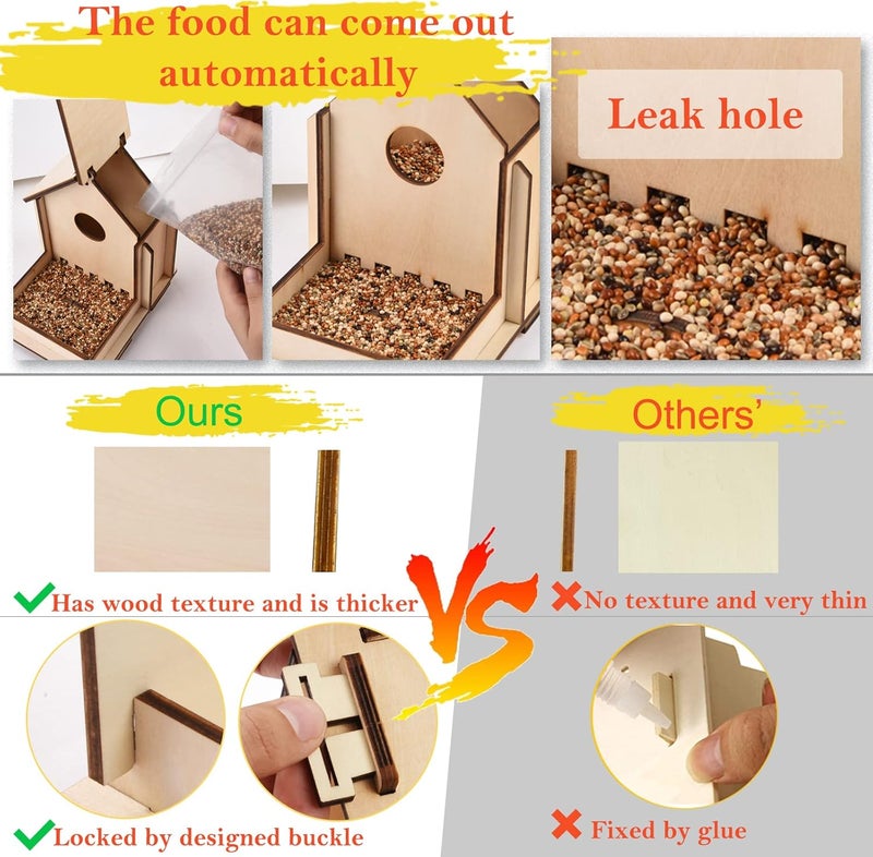 THWAS-LIGHT Crafts for Kids Ages 8-12 -Make Your Own Bird Feeder Wind Chime Kit with Diamond Stickers - 2 Pack Unfinished Wood DIY Kids STEM Painting Activities Crafts Outdoor Toys for Boys Girls Ages 6-8 3-5 - Image 5